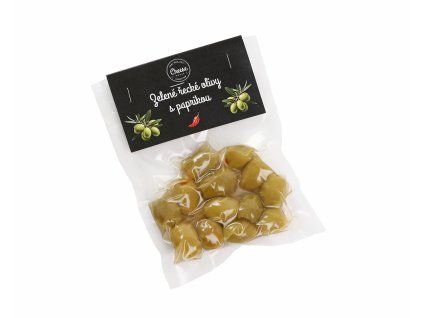 Zelené vypeckované olivy s paprikou 100g